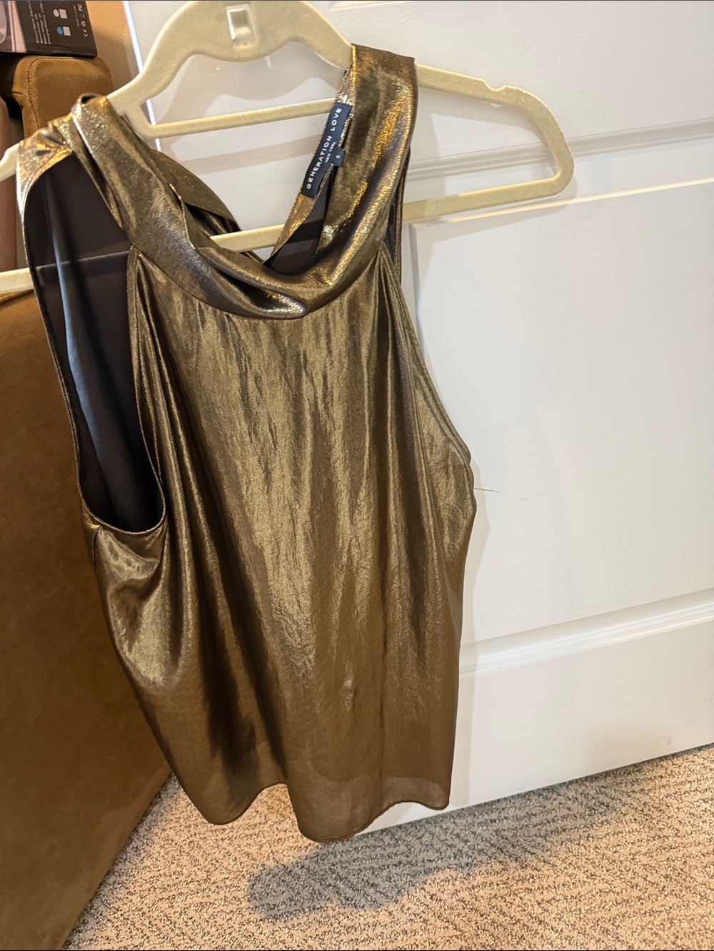 Generation Love Metallic Gold Sleeveless Cowl Neck Tank